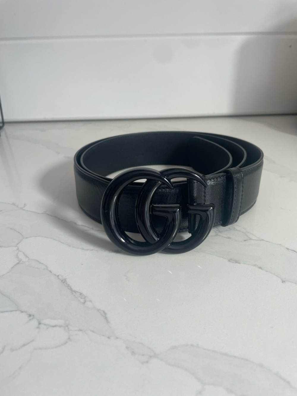 Gucci Black Patent Double G Buckle Belt - Brand New